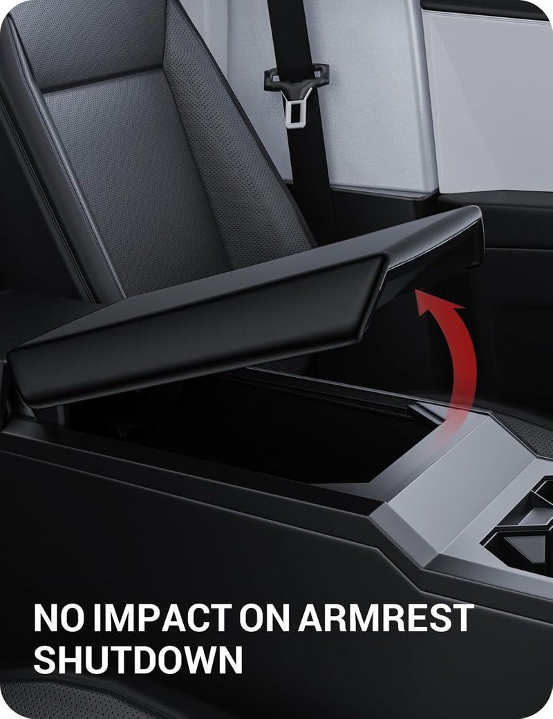 Basenor Armrest Cover for 2026 2025 2024 Tesla Cybertruck Scratch Resistance Center Console Cover Non-Slip Arm Rest Protector [Proprietary Design] Cybertruck Interior Accessories Black - Image 5
